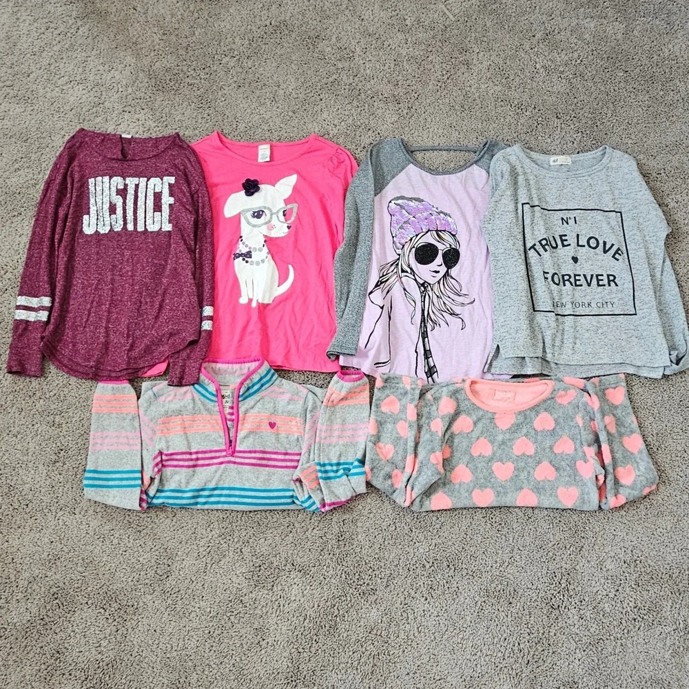 Long Sleeve Tops Girls Size 10 12 Lot of 6 Justice Gymboree Sequin Glitter Cozy